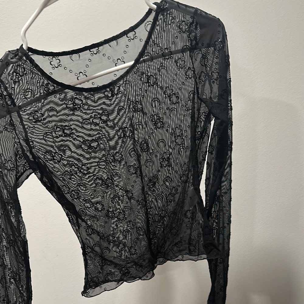 Marine Serre Black Sheer Top